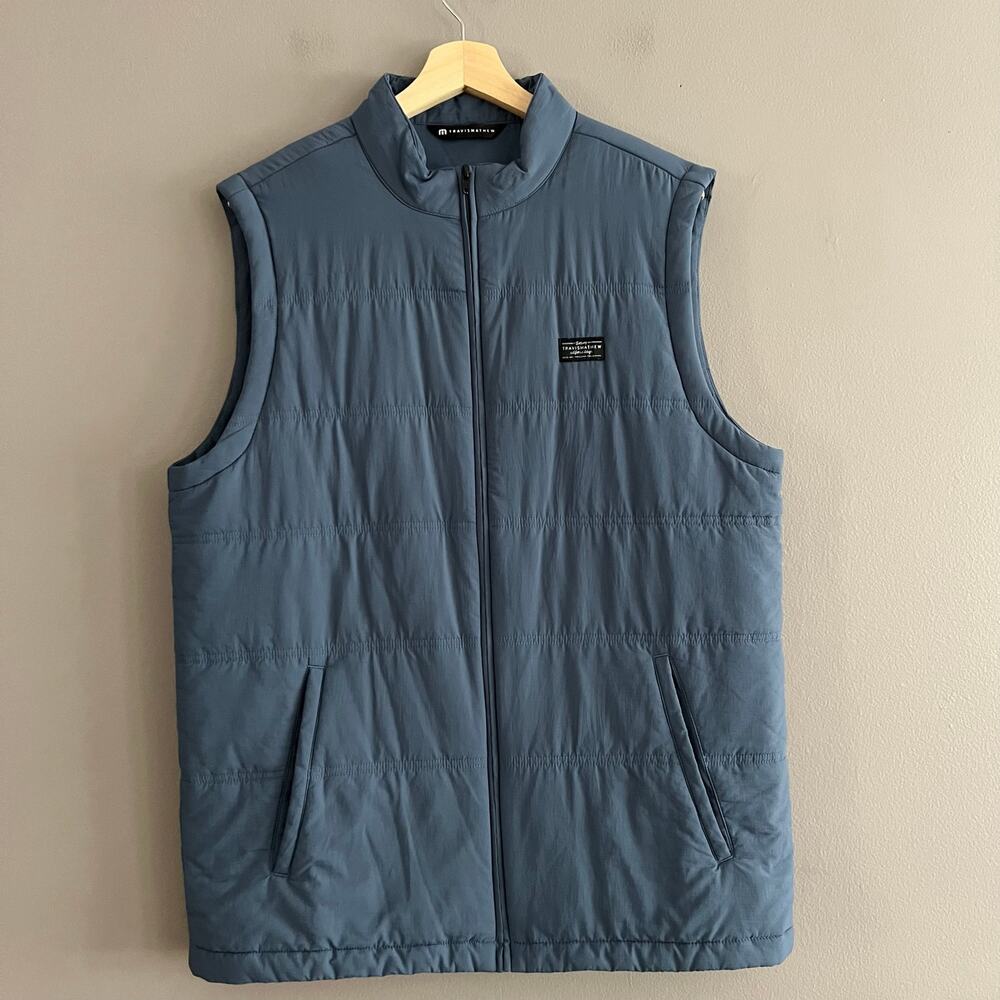 Travis Mathew Men's Quilted Lightweight Full Zip Puffer Vest Blue Sz Large L